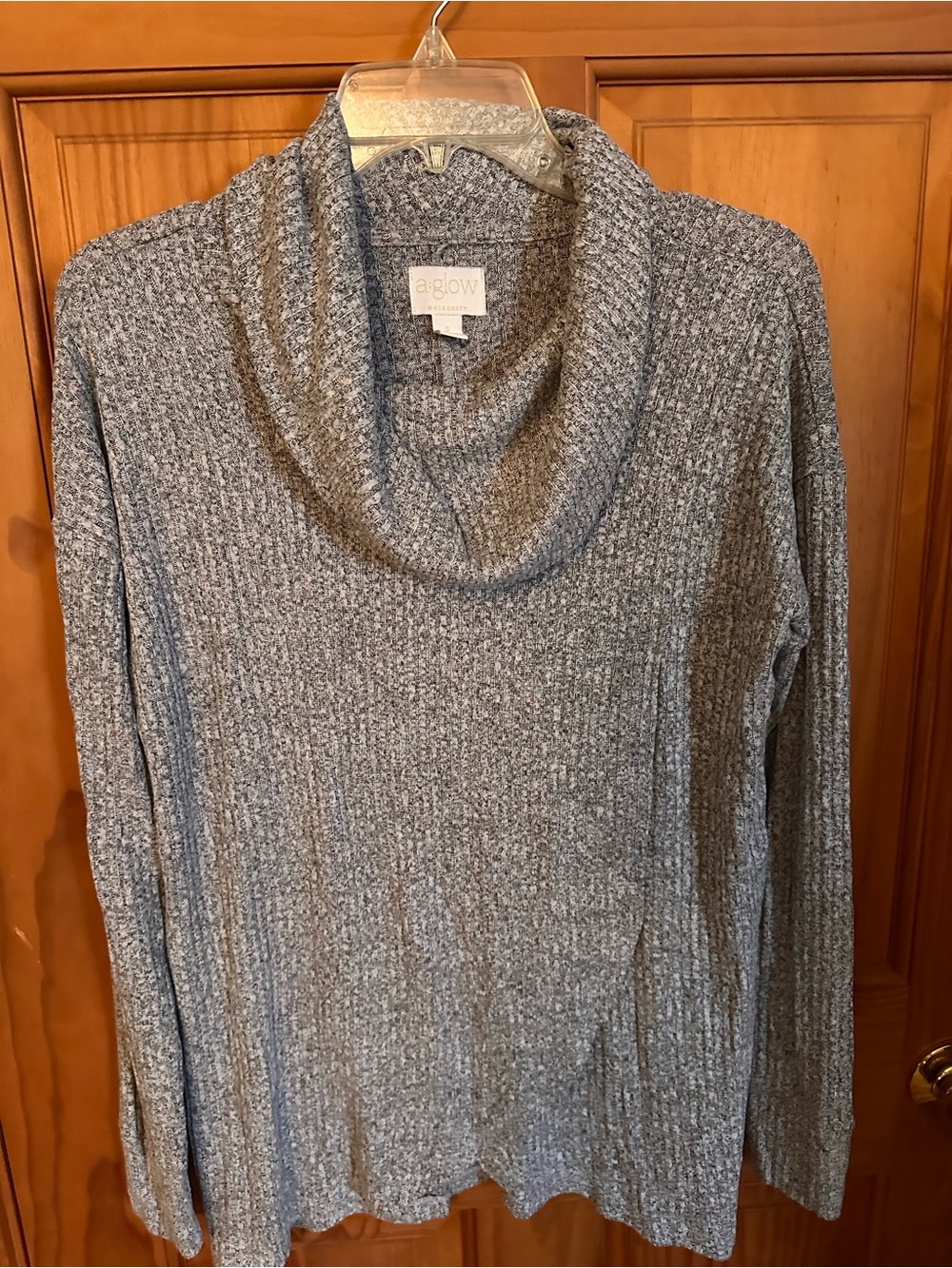 a:glow Heather Gray Ribbed Cowl Neck Nursing Sweater